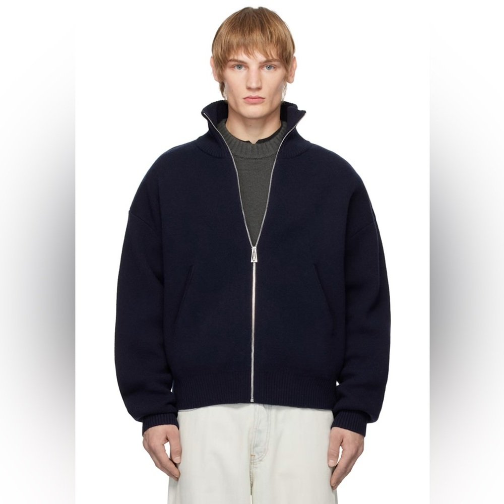 NWT Axel Arigato Navy Core Zip-Up Sweater